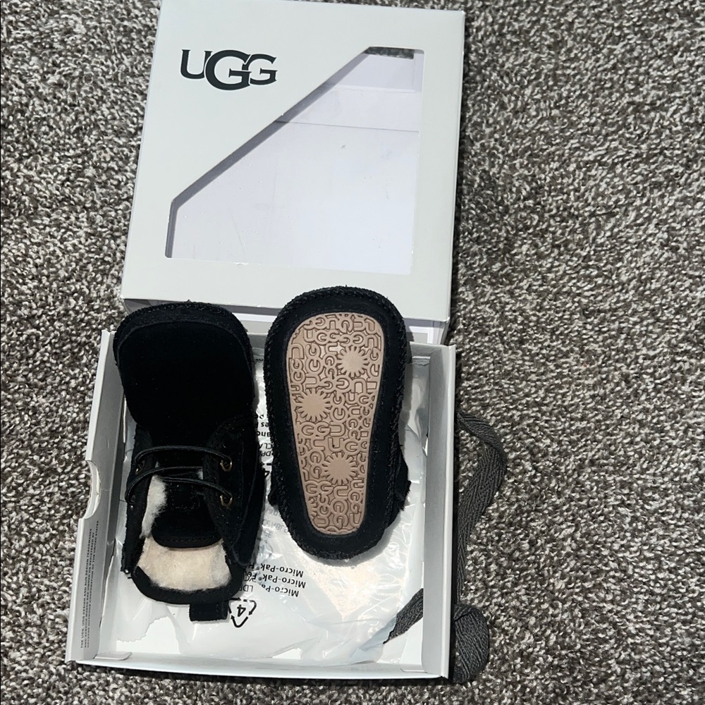 UGG Infant Black Booties with Shearling Lining